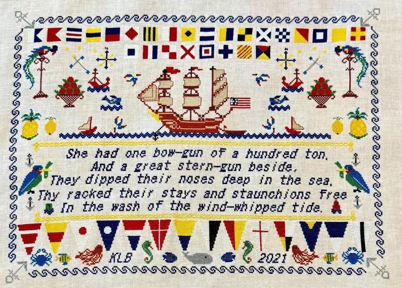 A Nautical Sampler w/floss | Salty Stitcher Designs
