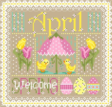 April Monthly Sampler (#040) | Sugar Stitches Design