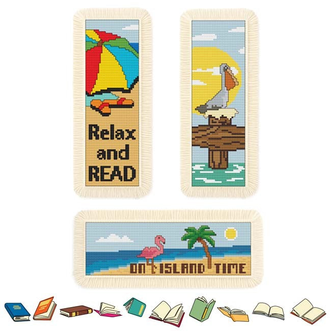 Tropical Bookmarks I - Sun, Surf and Sand | Cross Stitch Wonders