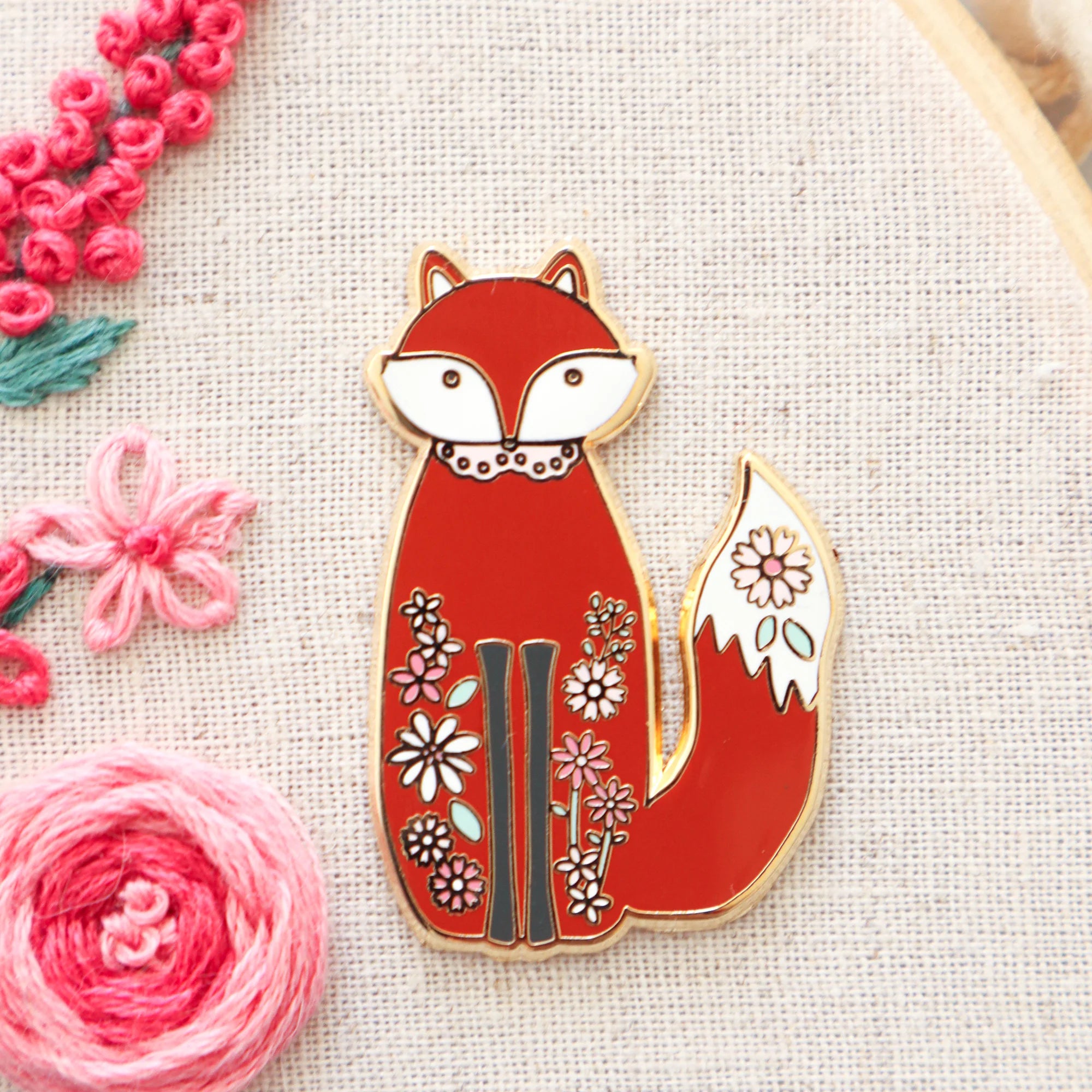 Floral Fox Magnetic Needle Minder | Flamingo Toes