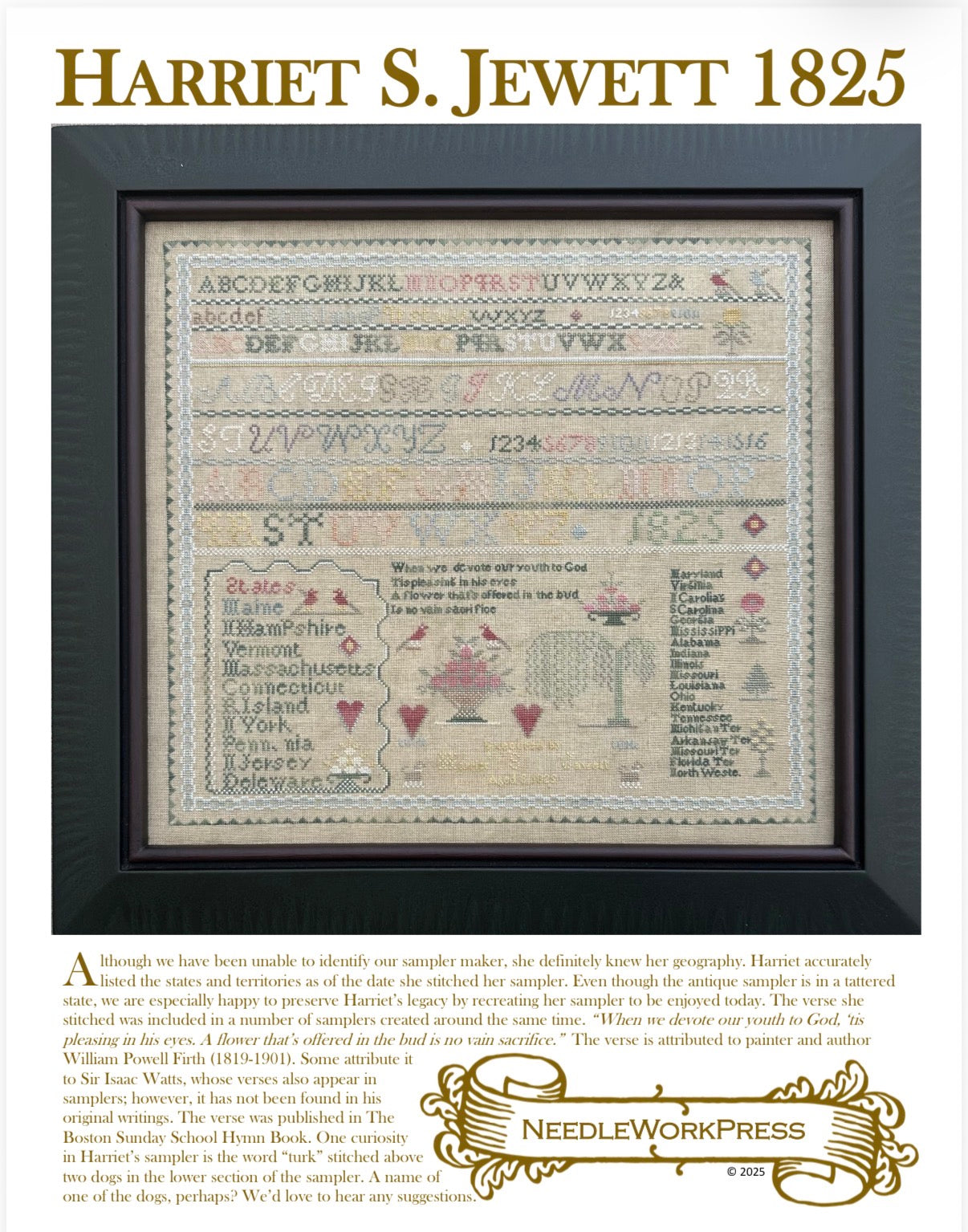 Harriet S. Jewett 1825 | NeedleWorkPress