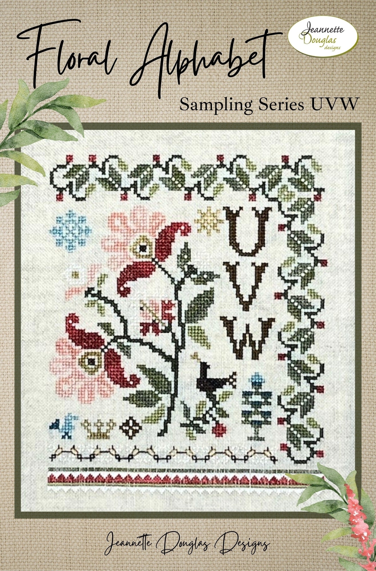 Floral Alphabet Sampling Series UVW | Jeanette Douglas