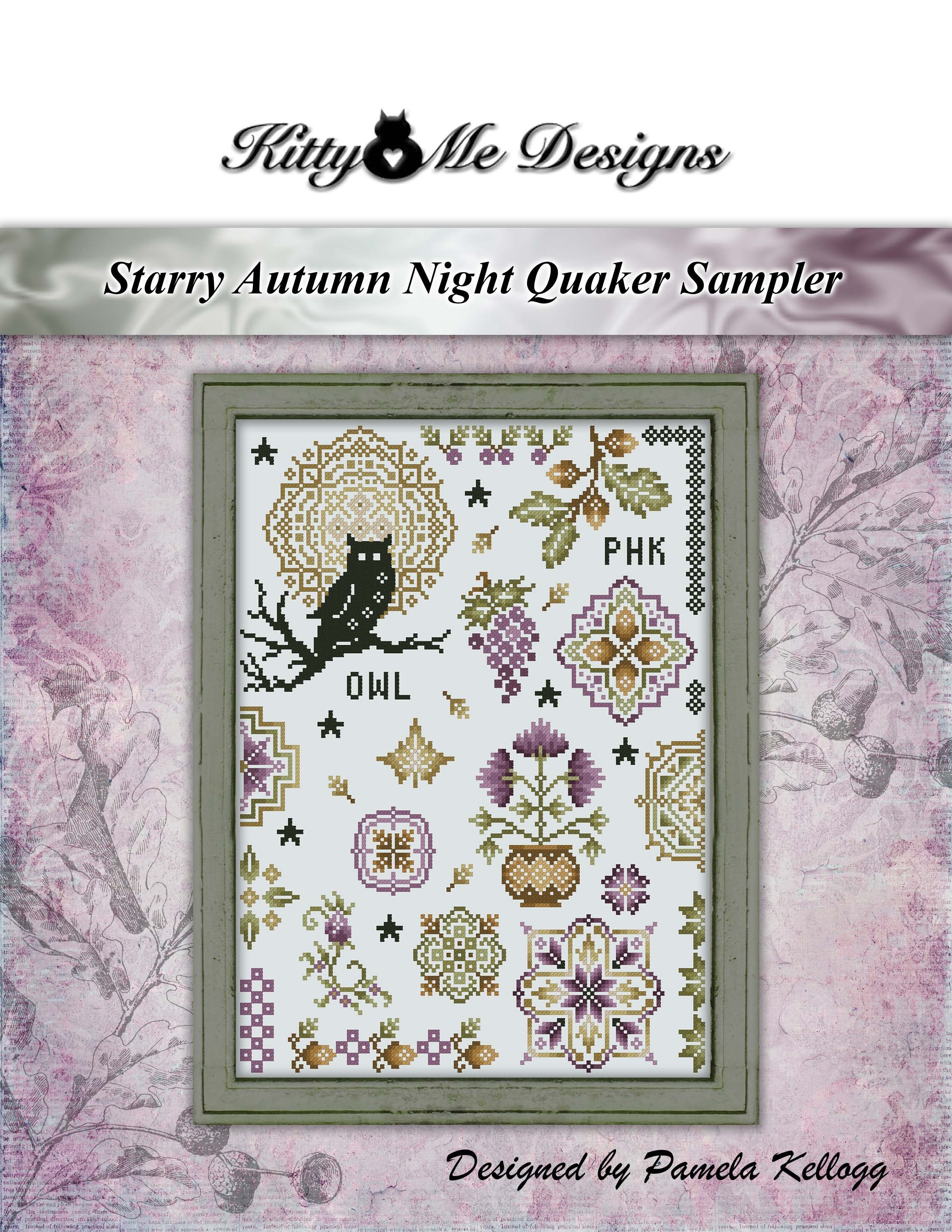 Starry Autumn Night Quaker Sampler | Kitty & Me Designs