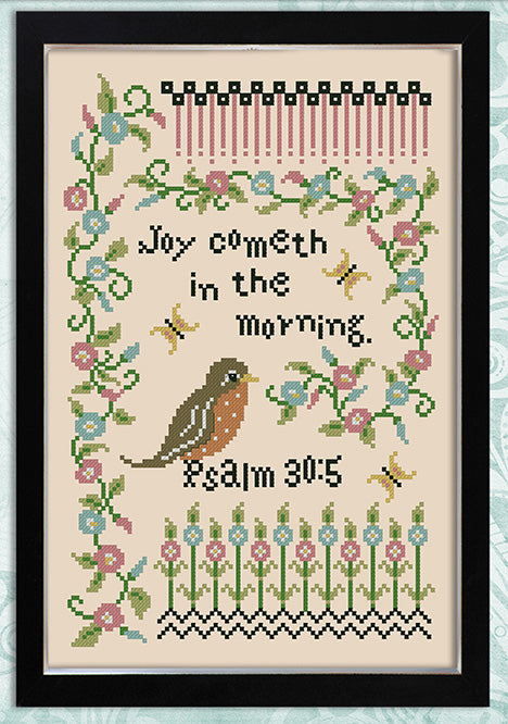 Inspirational Samplers Joy Cometh In The Morning | Kitty & Me Designs