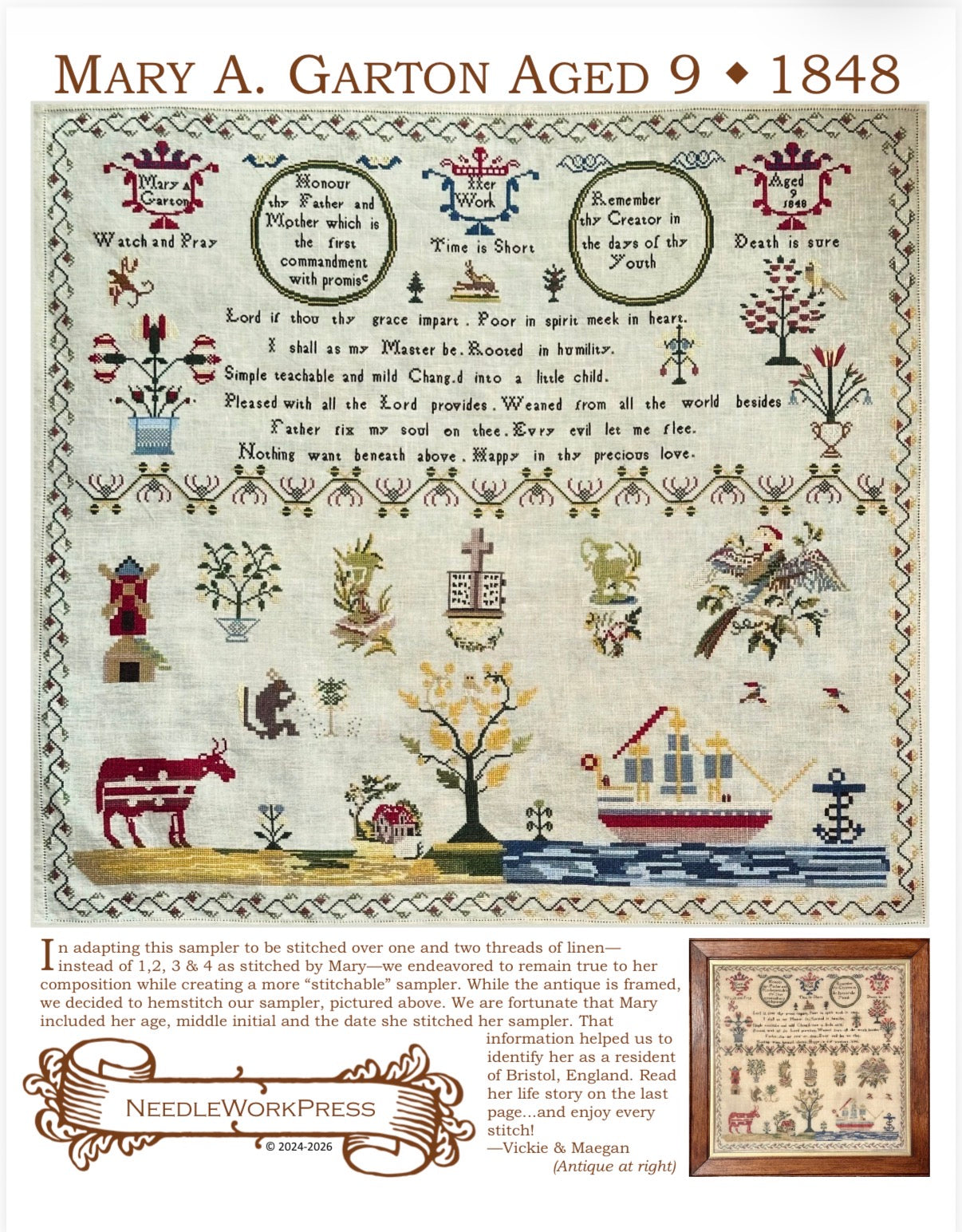 Mary A. Garton Aged 9 - 1848 | NeedleWorkPress