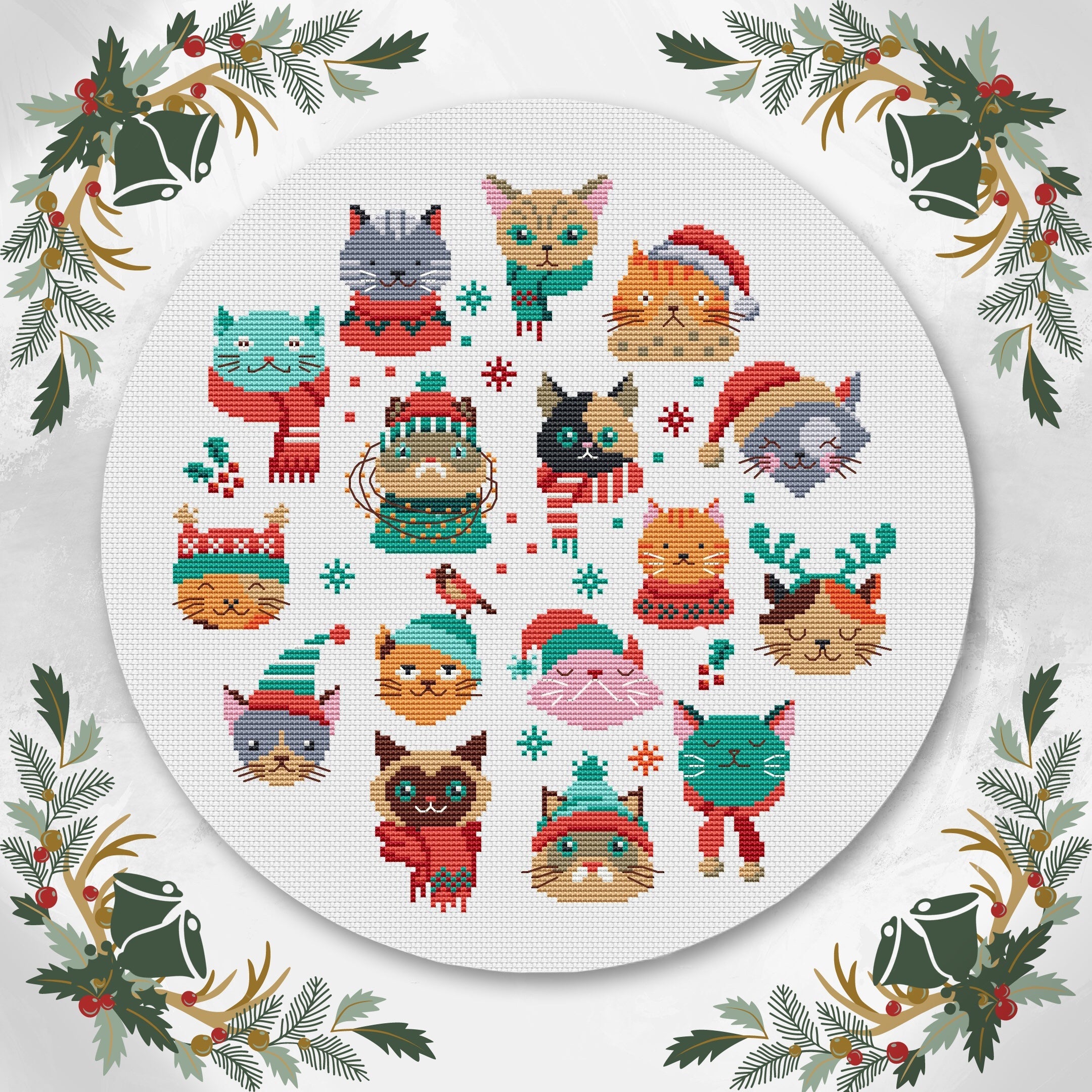 Meow-ry Christmas | Artmishka Cross Stitch