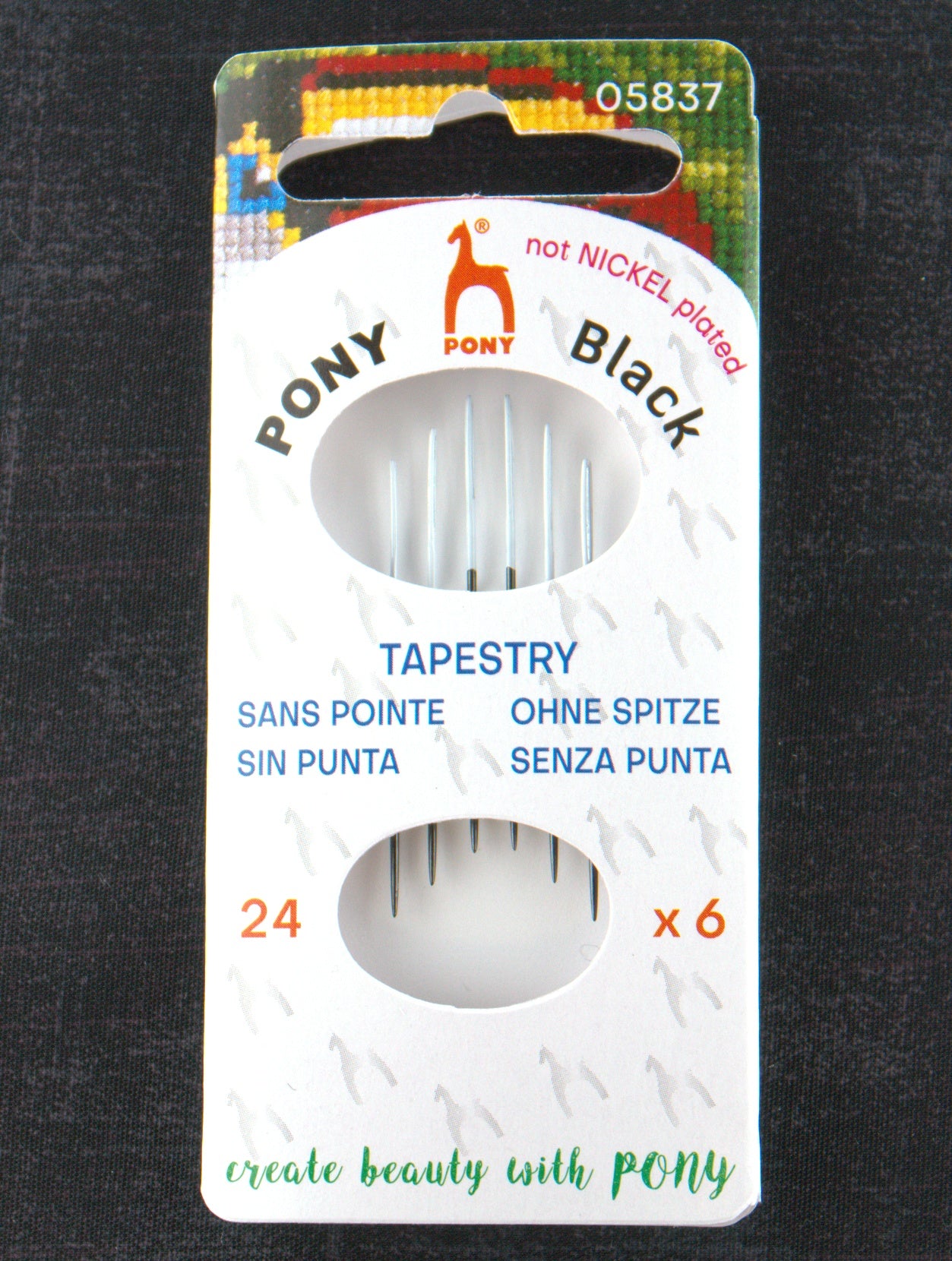 Pony Black Tapestry Needles with White Eye - Size 24 | Pony Black