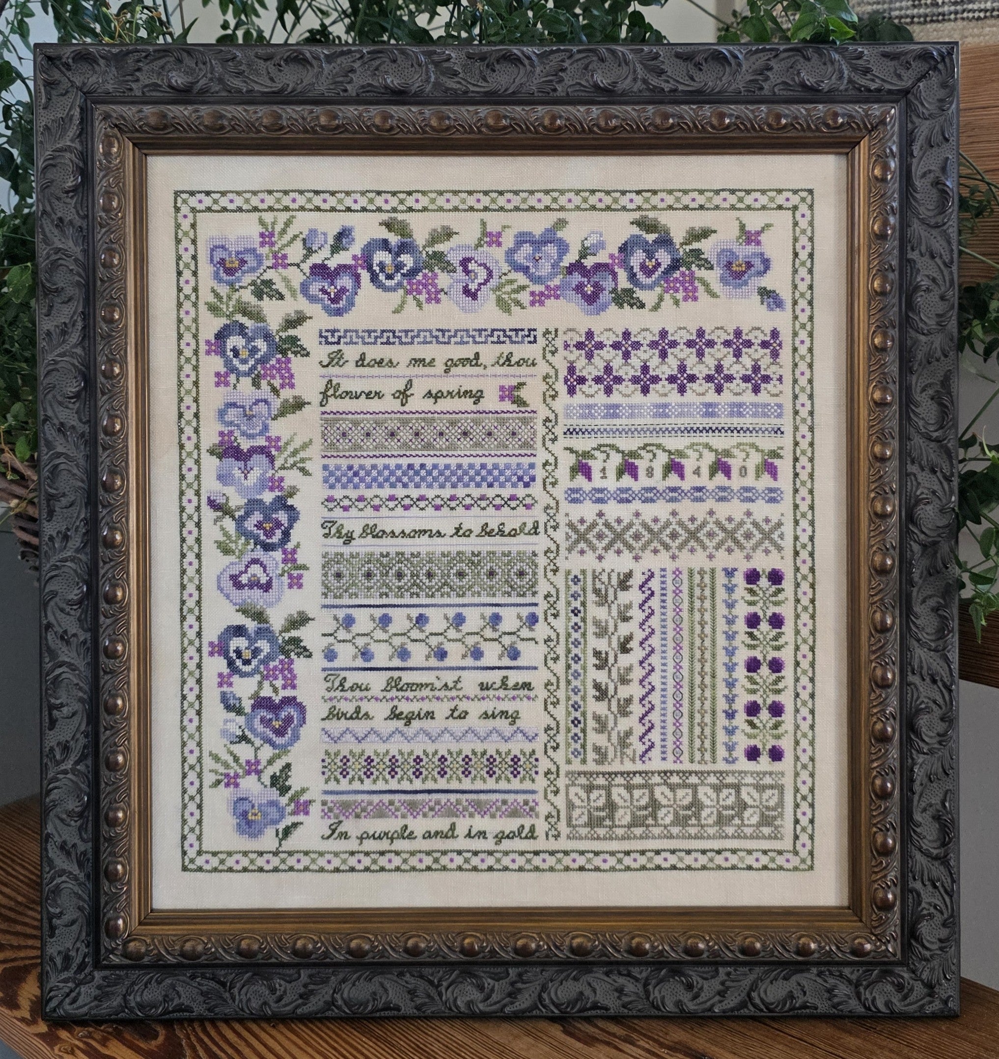 Pansy Garden Sampler | Samplers Notforgotten