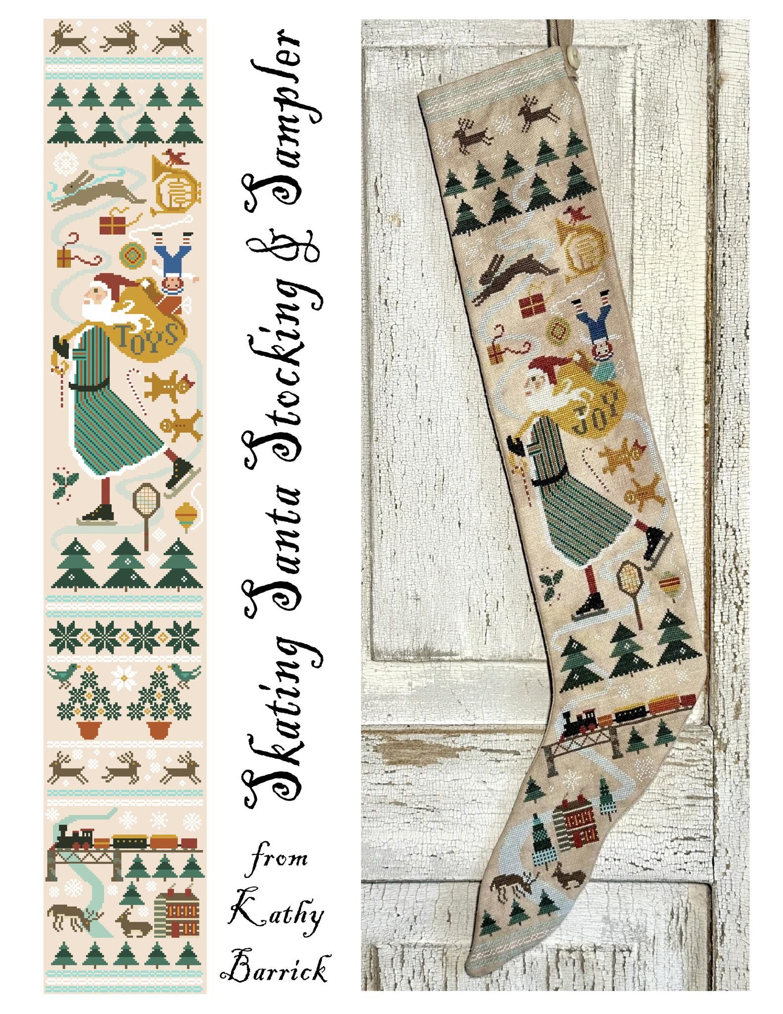 Skating Santa Stocking and Sampler | Kathy Barrick