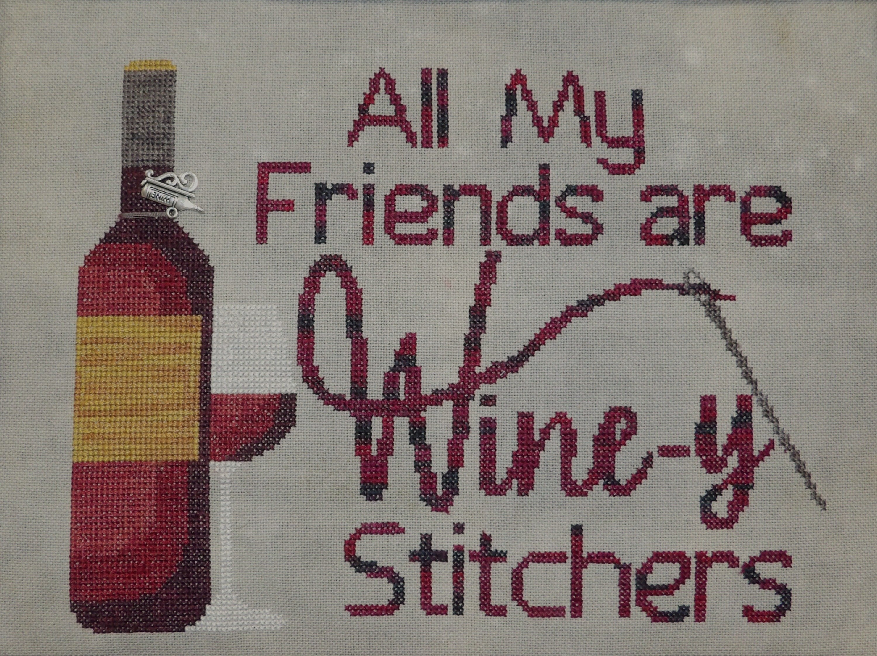 Wine-y Stitchers | Barefoot Needleart