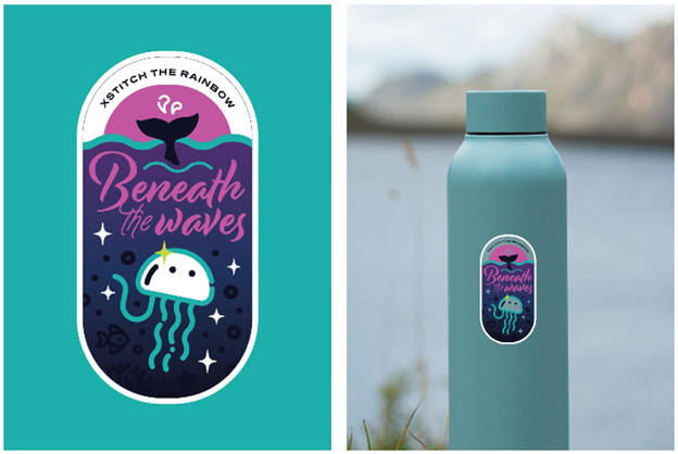 XTR Beneath the Waves Vinyl Sticker | Shaded Stitchery