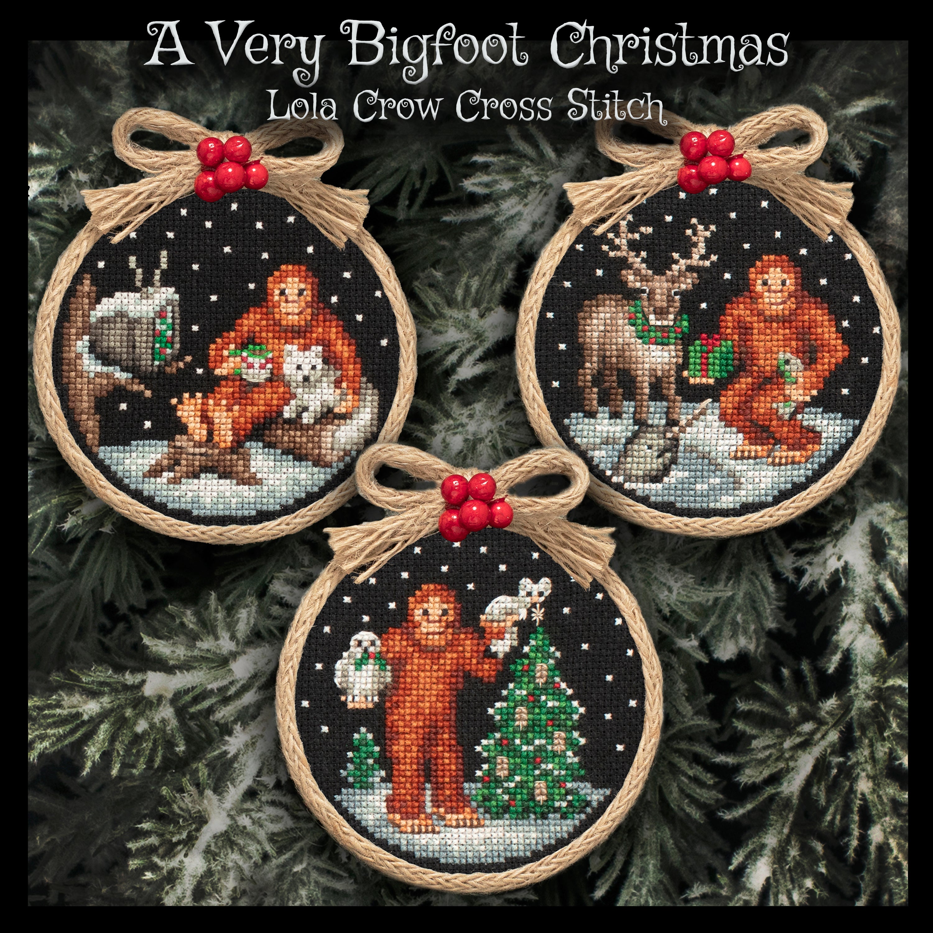 A Very Bigfoot Christmas | Lola Crow Cross Stitch