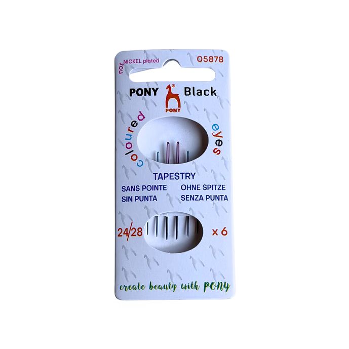 Pony Tapestry Needles with Color Eyes - Size 24/26/28 | Pony Black