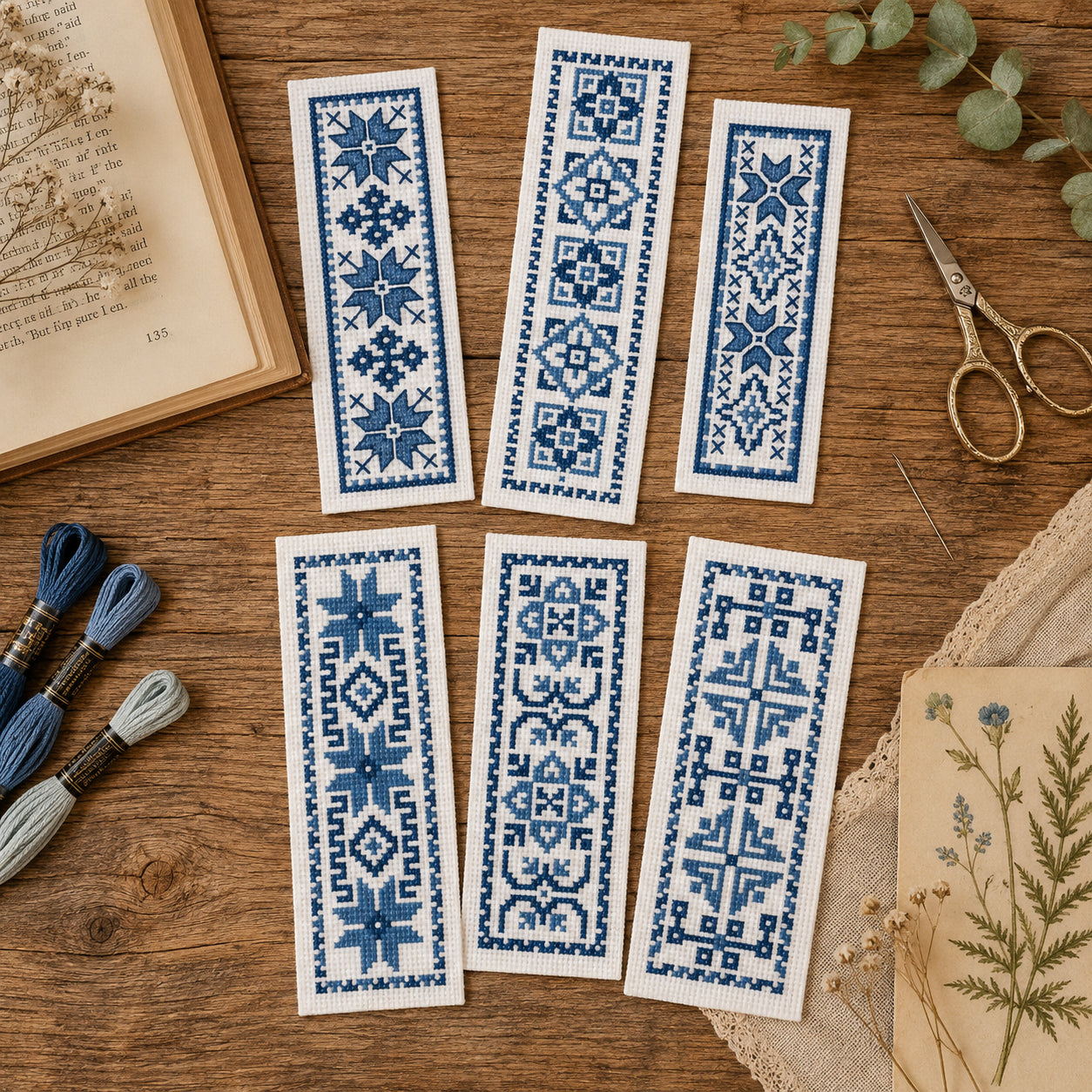 Victorian Blue Bookmarks | PinoyStitch