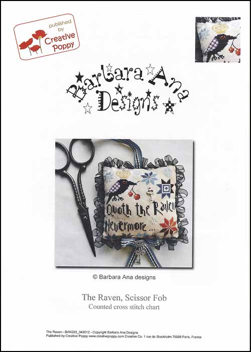 Raven Scissor Fob (#433) | Barbara Ana Designs