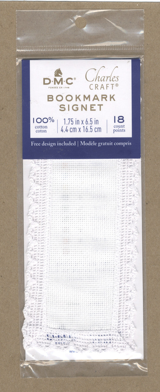 18 ct White Bookmark w/lace | DMC