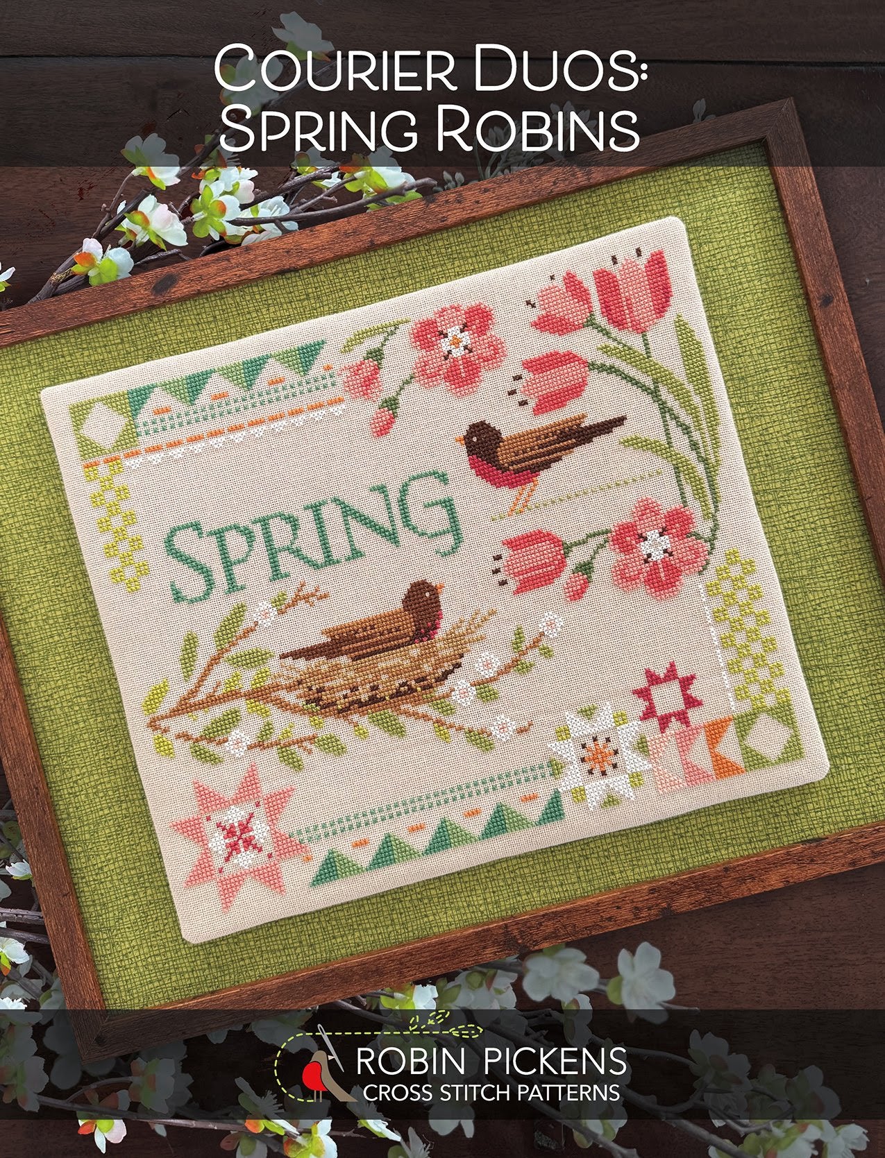 Courier Duos: Spring Robins | Robin Pickens Cross Stitch