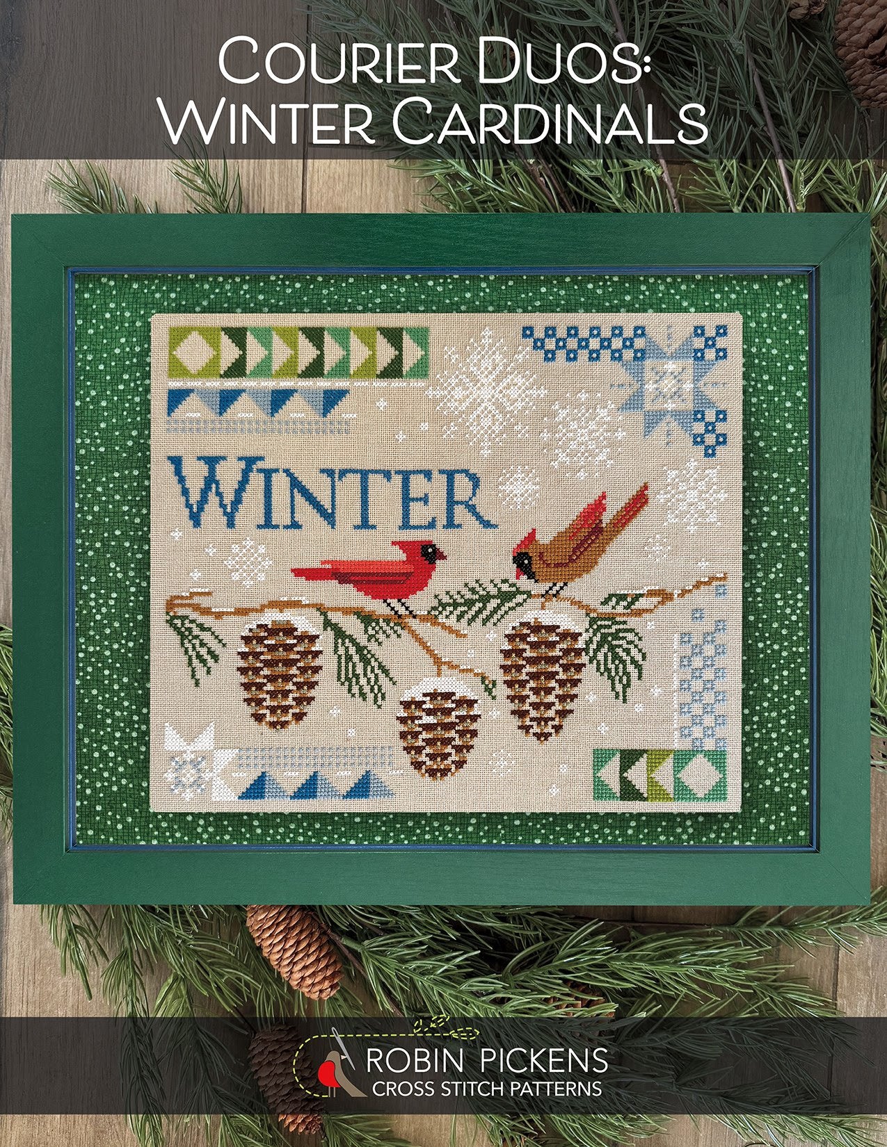 Courier Duos: Winter Cardinals |  Robin Pickens Cross Stitch