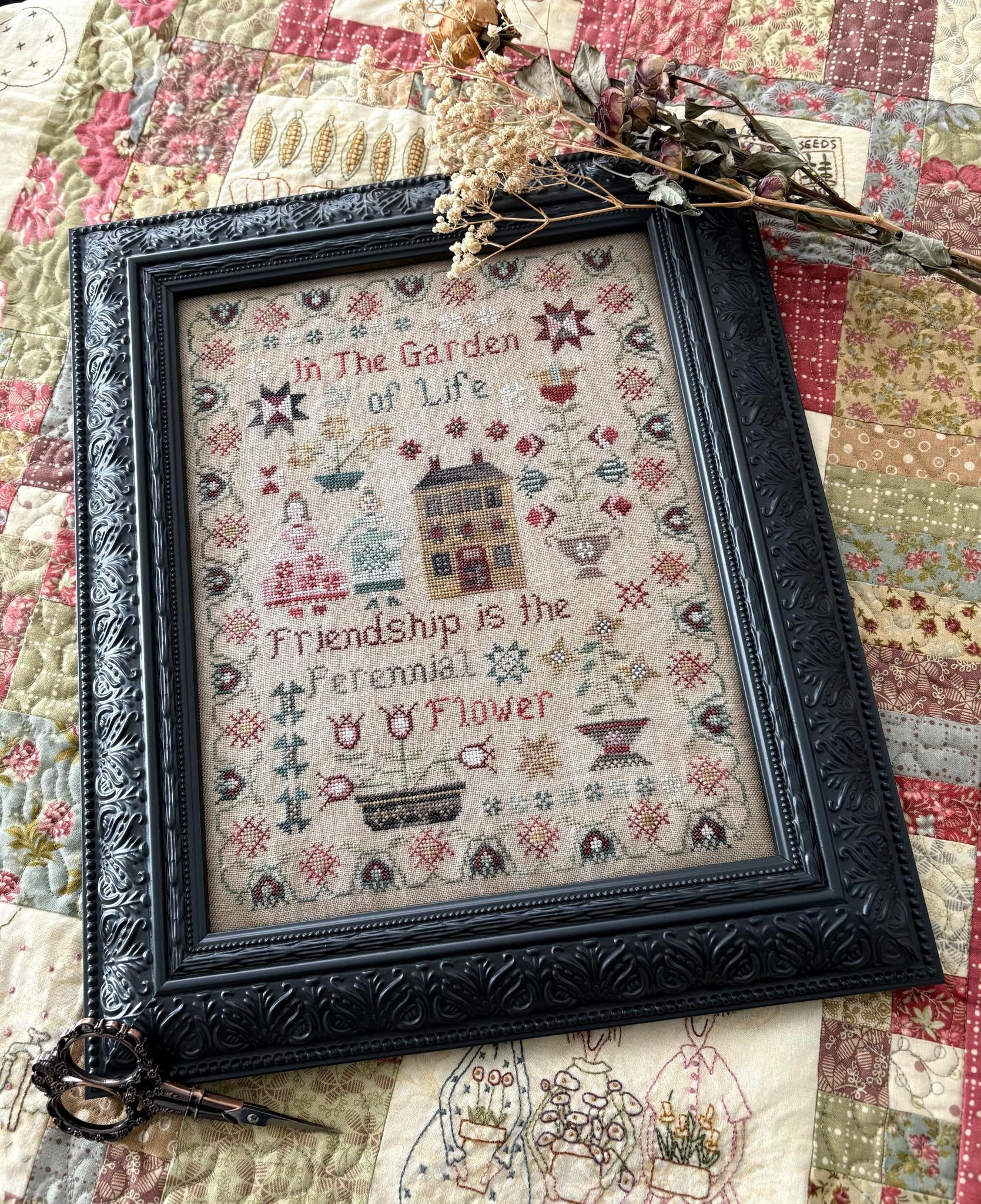 Perennial Flower Sampler Chart w/floss |  Pansy Patch Quilts