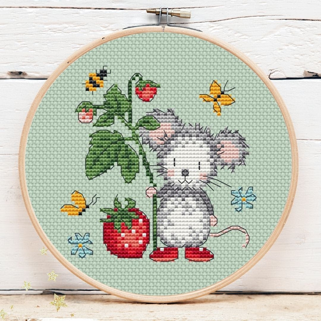Strawberry Mouse Mini 1 | Artmishka Cross Stitch