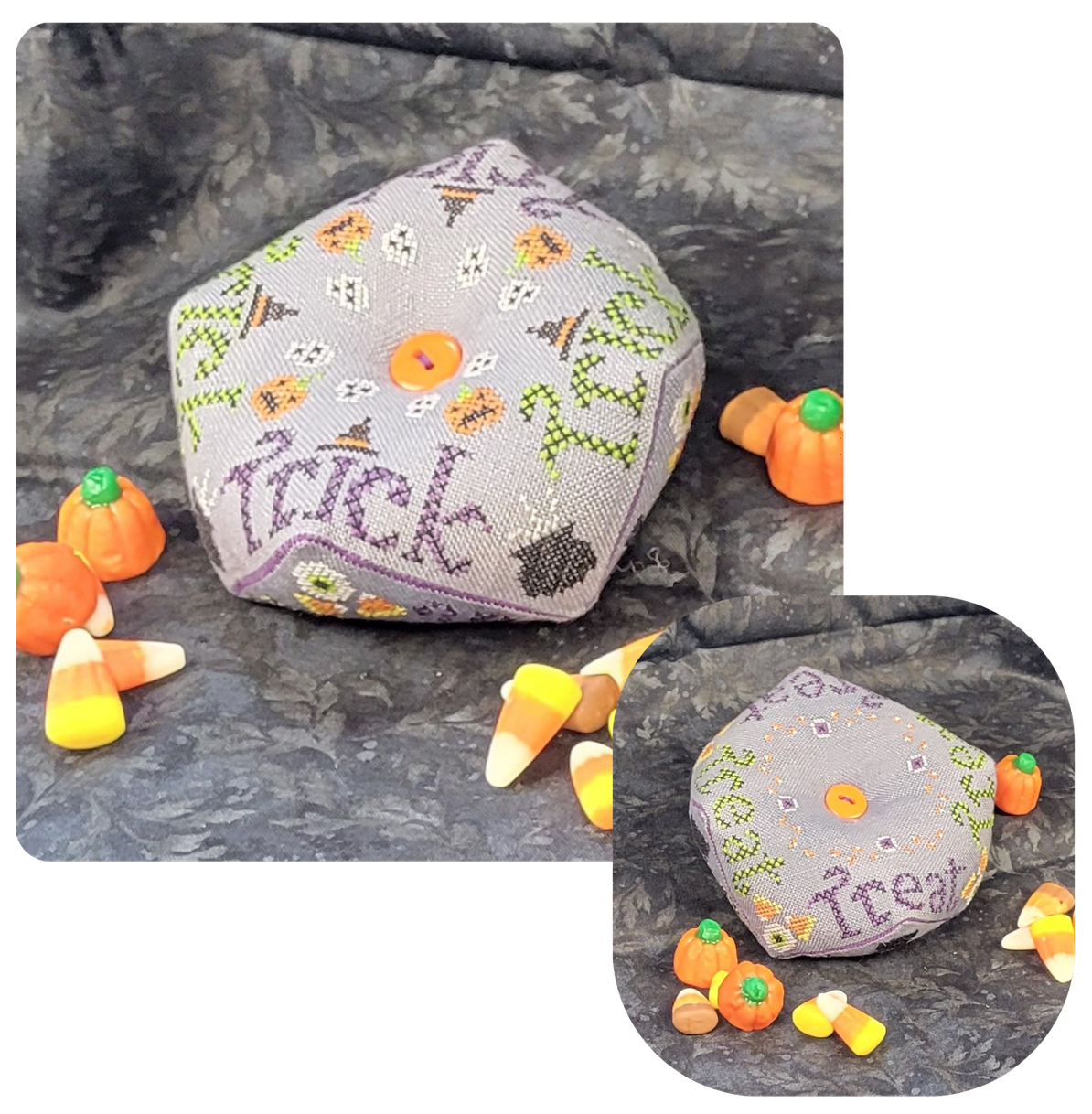 Trick or Treat Biscornu | Wildflower Stitching