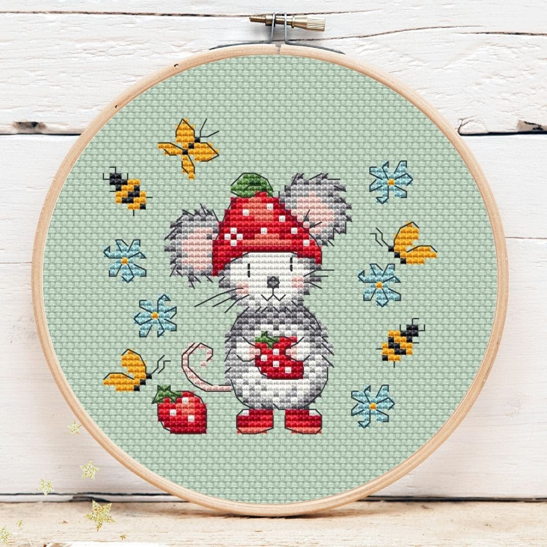 Strawberry Mouse Mini 3 | Artmishka Cross Stitch